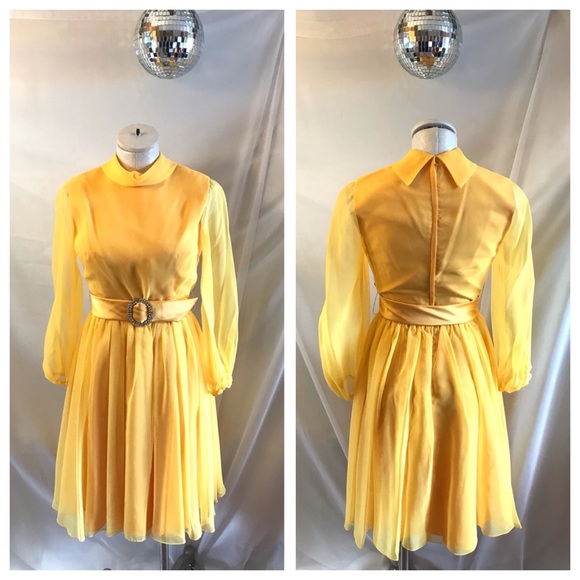 Bright Yellow Vintage Cocktail Dresses